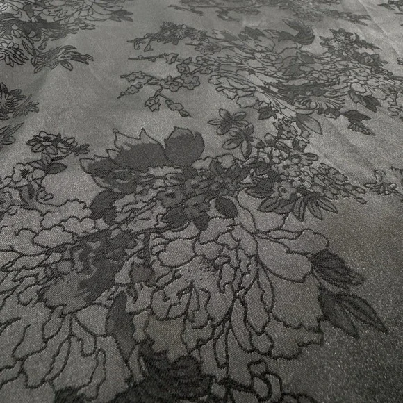 Black Floral Slip Dress L Whimsigoth Fairy Grunge Babydoll Vamp Indie Satin Y2K - Picture 6 of 7